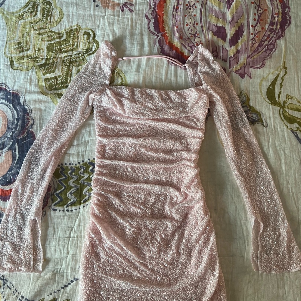 Lucy in the Sky Blush Sequin Long Sleeve Dress